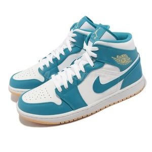 Nike Air Jordan 1 Mid Aquatone Blue Gold AJ1 Casual Basketball Men's 11 US NIB